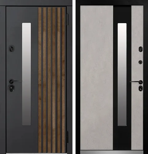 Железная дверь со стеклом уличная №3