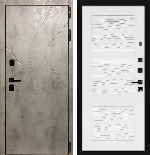 Входная дверь белого цвета внутри и серая снаружи №96