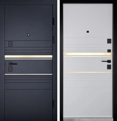 Черная железная дверь для новостройки №124