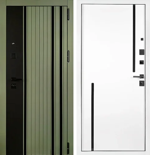 Зеленая дверь входная в загородный дом №2