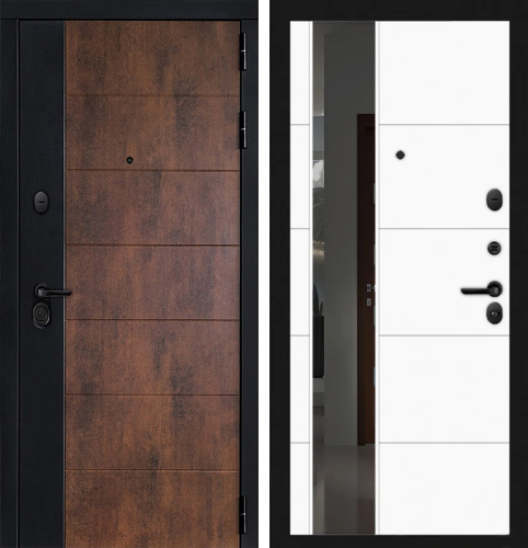 Входная дверь Лабиринт с зеркалом белая №20