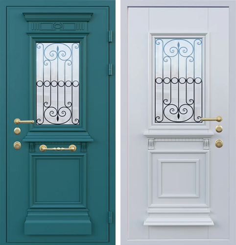 Входная дверь со стеклом на дачу №18