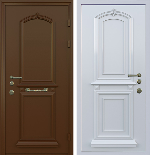 Дверь для дома белая с коричневым №80