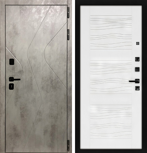 Входная дверь белого цвета внутри и серая снаружи №96