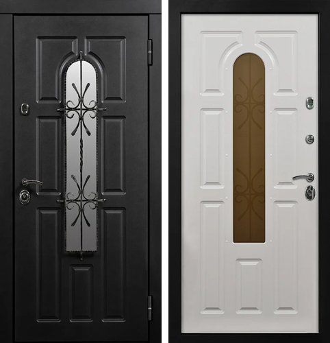 Входная дверь со стеклопакетом и ковкой №14