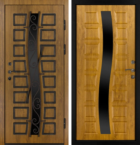 Входная дверь со стеклом для загородного дома №16
