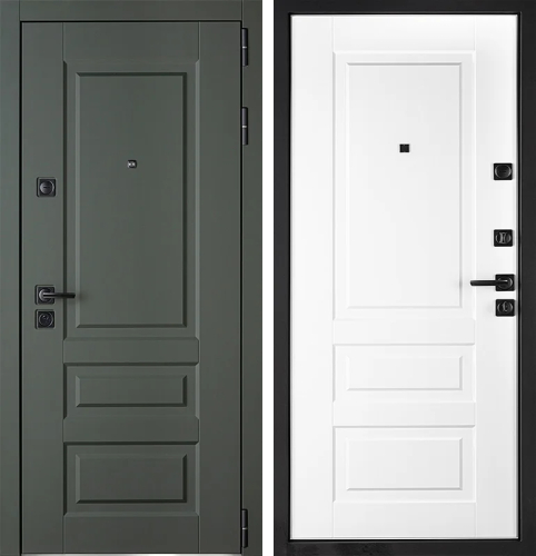 Входная дверь в каркасный дом зеленого цвета №3