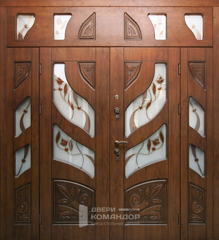 Металлическая дверь с верхней вставкой №34 - наружная сторона