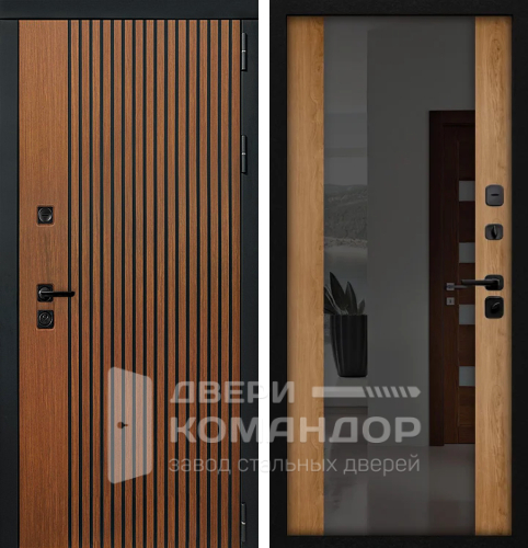 Входная металлическая дверь с зеркалом в квартиру №27 размером 900x2000 мм